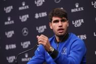 Carlos Alcaraz during a press conference at the 2024 Laver Cup (Source: Getty)